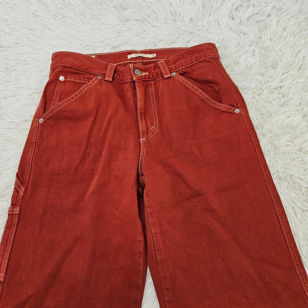 Levis Womens Dad Utility Pants Rust Relaxed Straight Leg Carpenter Jeans Sz 26 - Picture 3 of 13